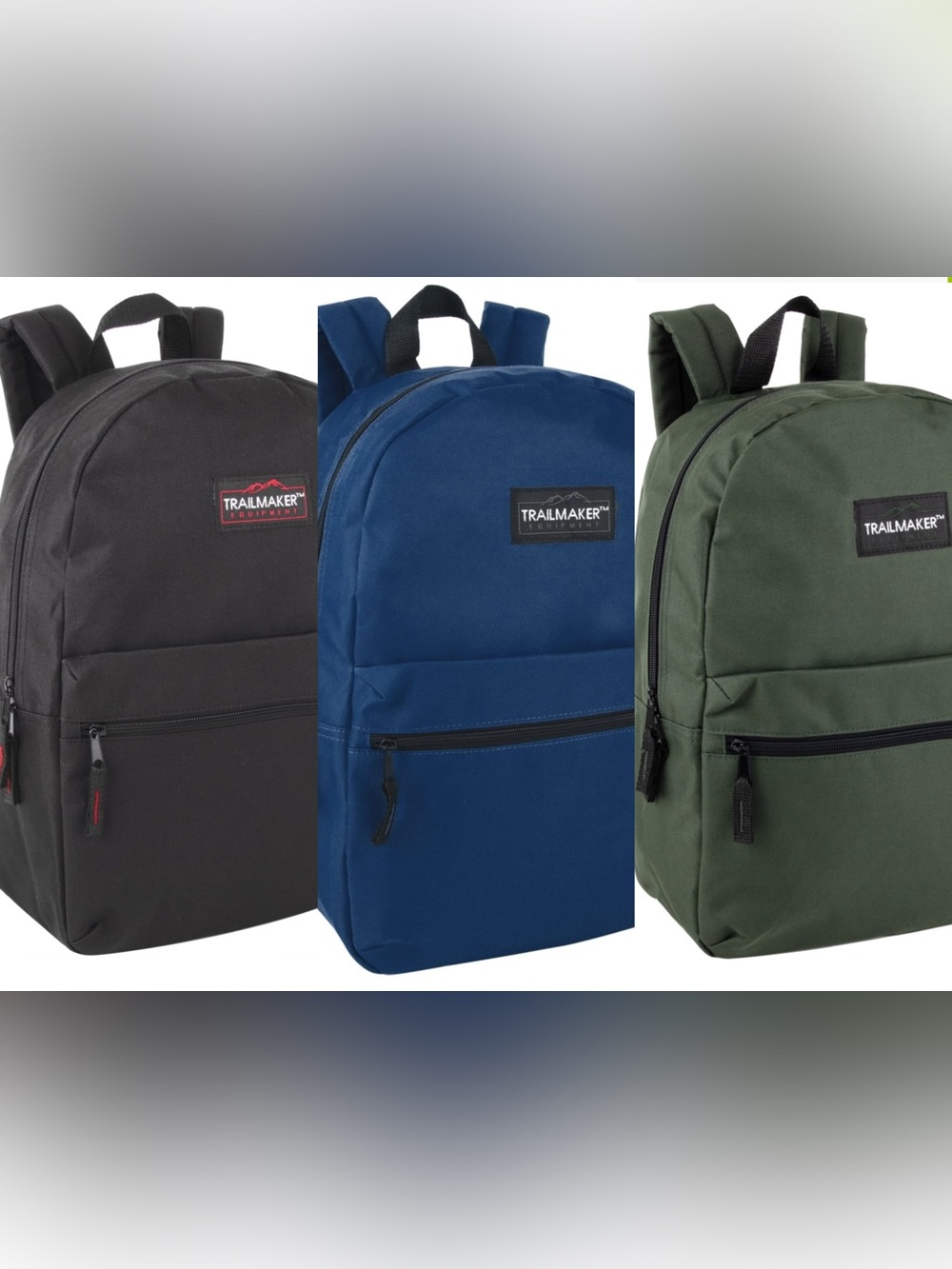 Trailmaker Kids 17 Inch Backpack with Front Zipper Accessory Pocket -3 Pack NWOT